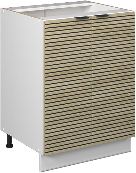 Vicco Meuble pour Four Fame-Line, Blanc Haute Brillance/Blanc, 60 cm avec étagères Ouvertes