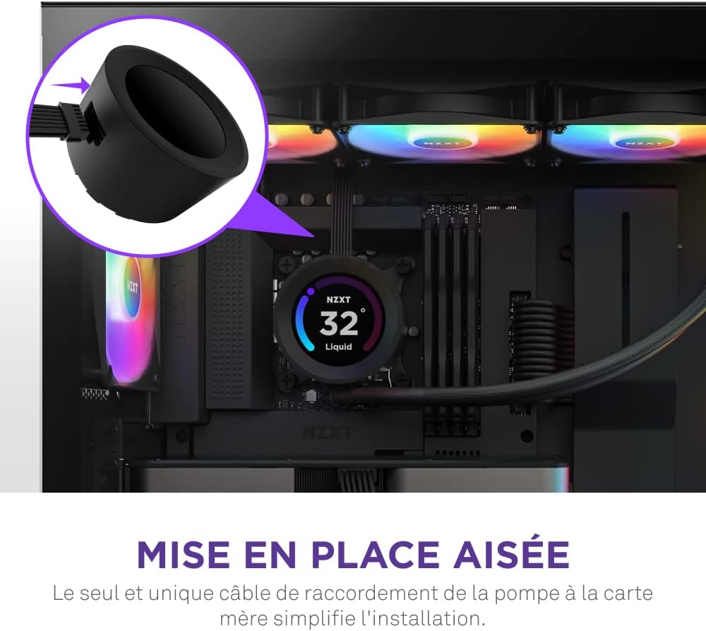 NZXT Kraken Elite 280 RGB - Refroidisseur de liquide CPU AIO - Radiateur 280mm - Ventilateur F280 RGB - IPS LCD 2,72 personnalisable - Turbine Pump - LGA 1700 1200 115X 1851 / AM5 AM4 - Noir