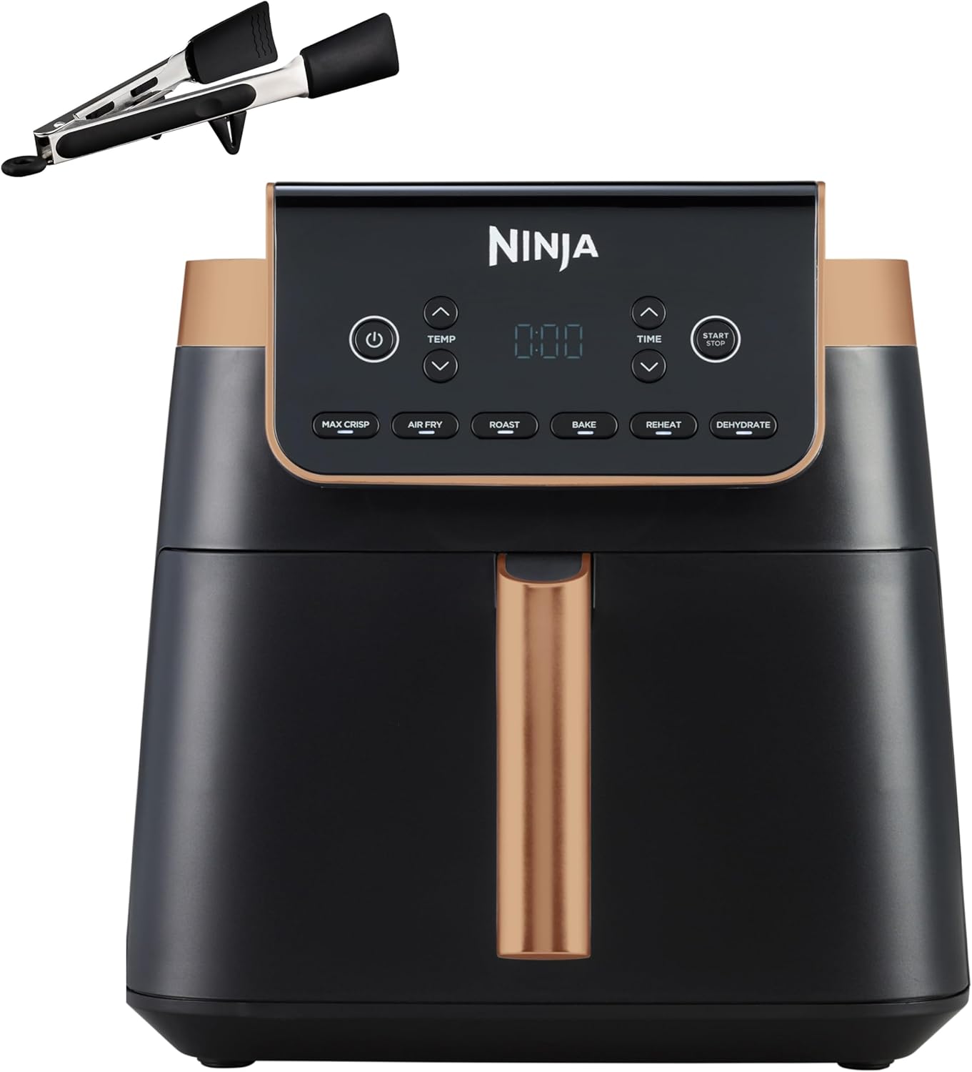 Ninja Foodi FlexDrawer Dual Zone Heißluftfritteuse, Airfryer mit 10,4-Fach und herausnehmbarem Trenner, Antihaftbeschichtung, spülmaschinenfester Korb, 7-in-1, Schwarz & Kupfer, AF500EUCP