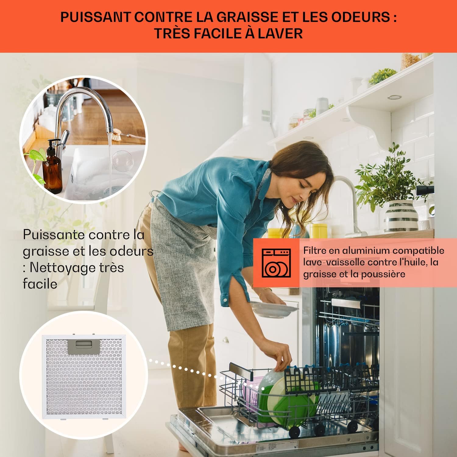 KLARSTEIN Barett - hotte aspirante îlot, hotte aspirante silencieuse Ø 35cm, Puissance Moteur 190W, 560 m³/h Max, 3 Niveaux de Puissance, éclairage LED, INOX - Argent