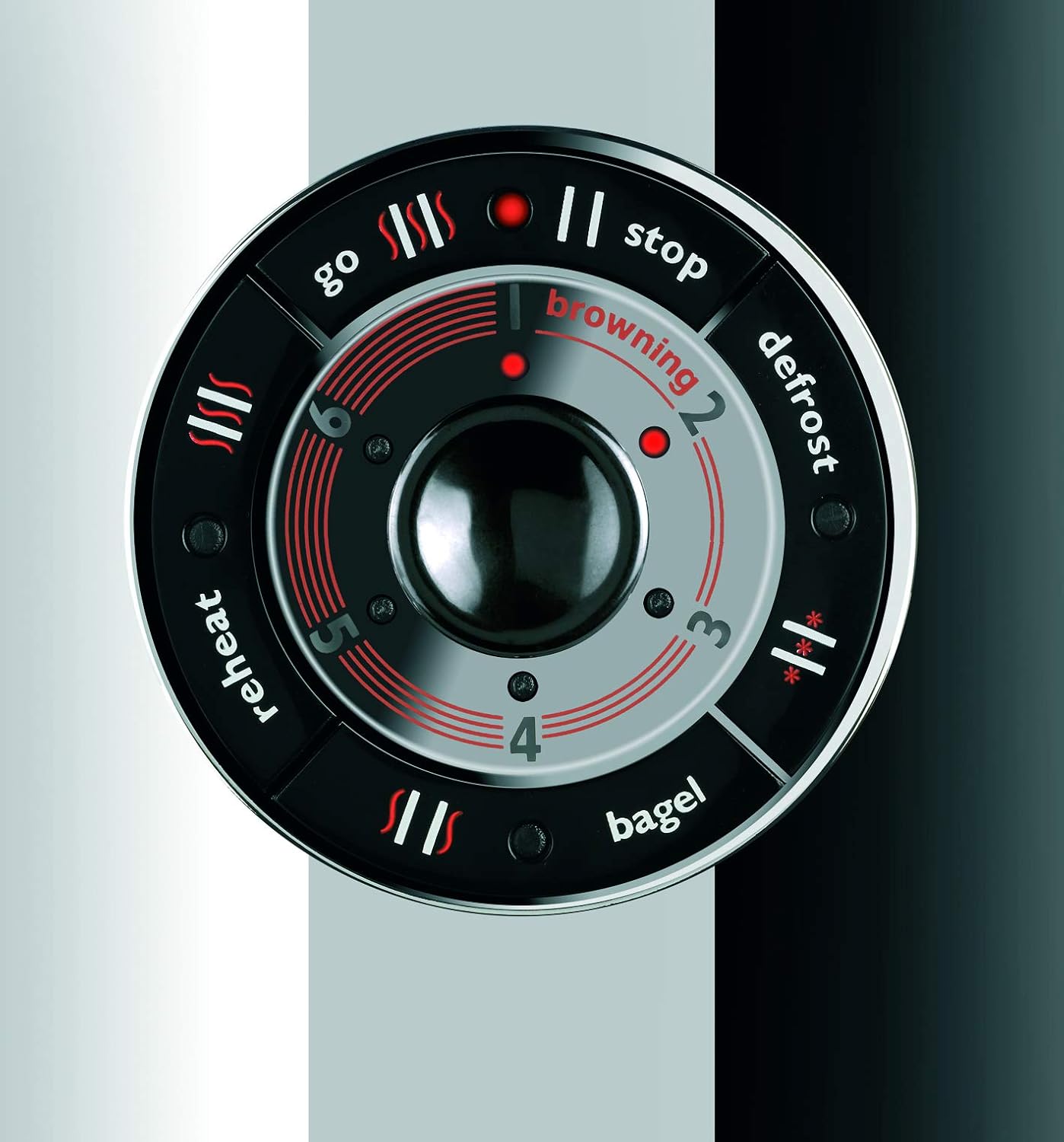 BUGATTI, Volo, Grille-Pain Électrique, 4 Fonctions, 6 Niveaux de Grillage, Design Innovant, Corps en Acier Inoxydable, Puissance 930 W (Chrome)