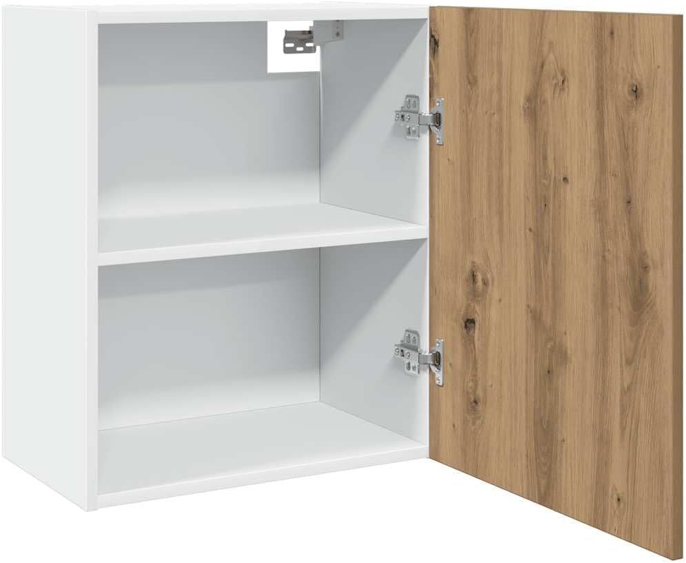 vidaXL Armoire à Micro-Ondes Placard Armoire de Rangement Meubles de Cuisine avec 4 Etagères Intérieur Maison Gris Béton 60x57x207 cm Aggloméré