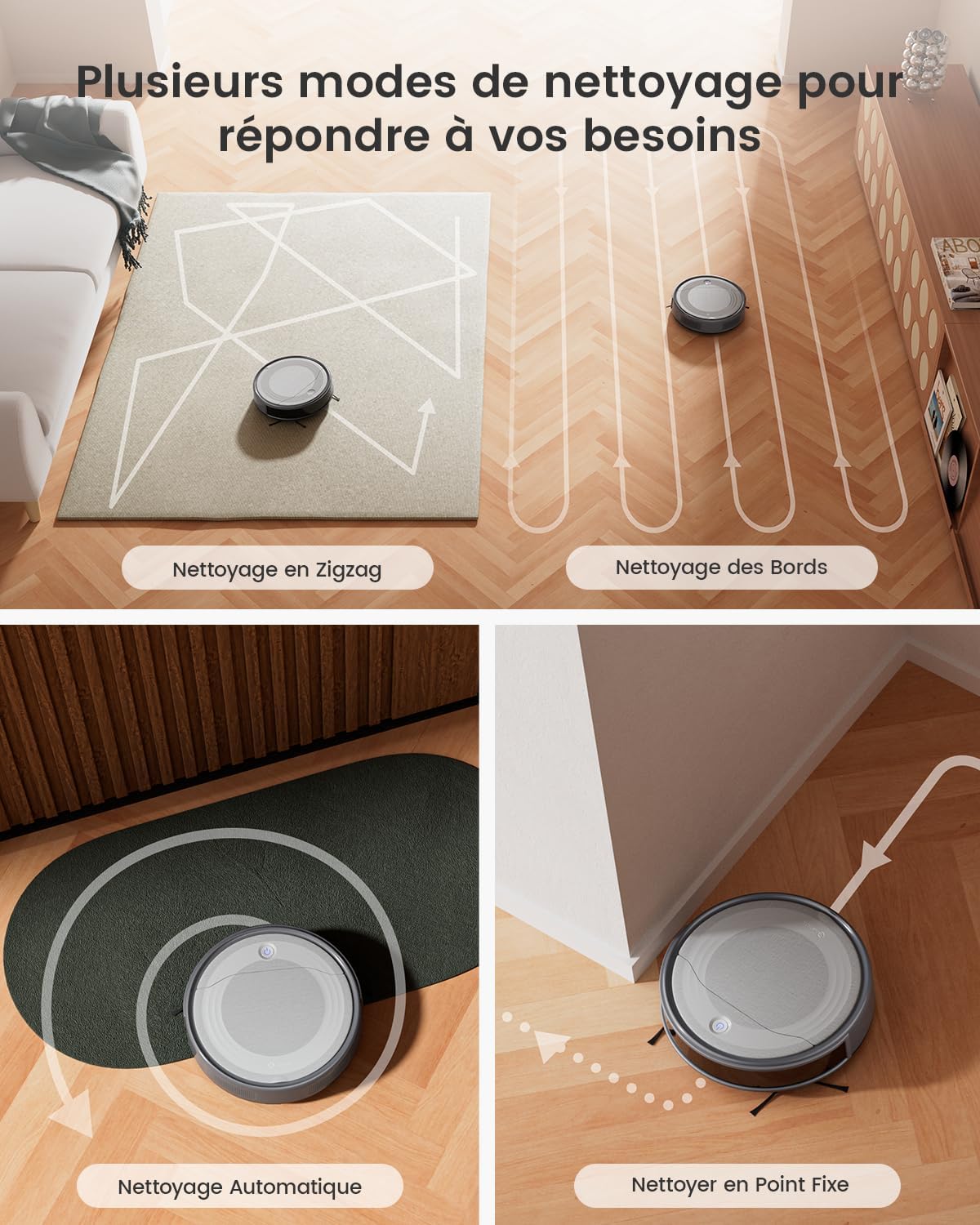 Lefant Aspirateur Robot, Robot Aspirateur 4500Pa Puissance d'Aspiration, Évitement Précis des Obstacles, Anti-Enchevêtrement Idéal pour Les Poils d'animaux, Cheveux et Sols Durs,Contrôle par App/Alexa