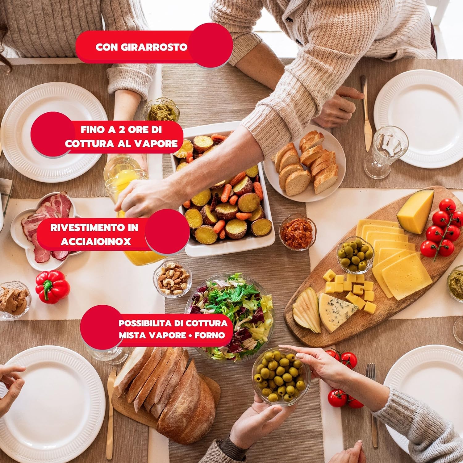 ARDES - AR6440VD Four électrique ventilé Capacité de 31 litres avec lumière interne 9 fonctions de cuisson minuterie double vitrage avec accessoires MIST 400, Noir