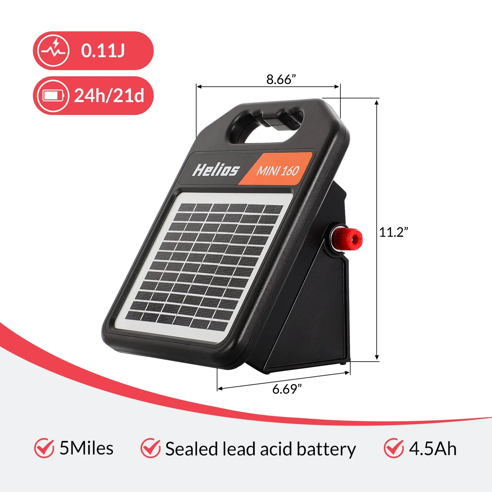 Andmon 10 Miles Solar Electric Fence Charger with Day or Night Mode