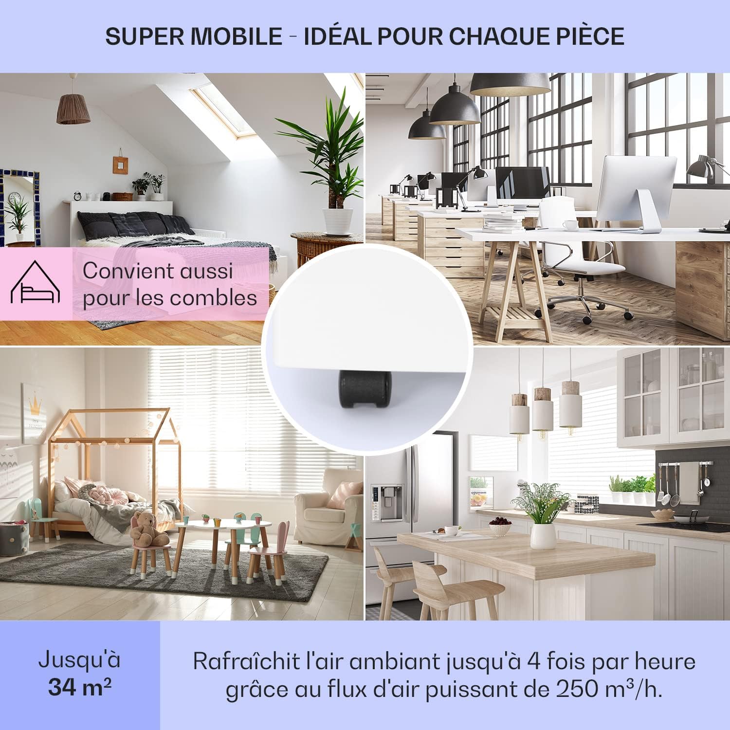 Klarstein Climatiseur Mobile Silencieux, Climatiseur 3 en 1, Mode Nuit, Déshumidificateur, Ventilateur, Mini Climatisation à Faible Conso, Evacuation, Clim Portable, Puissante, 12000 BTU, Climatiseurs