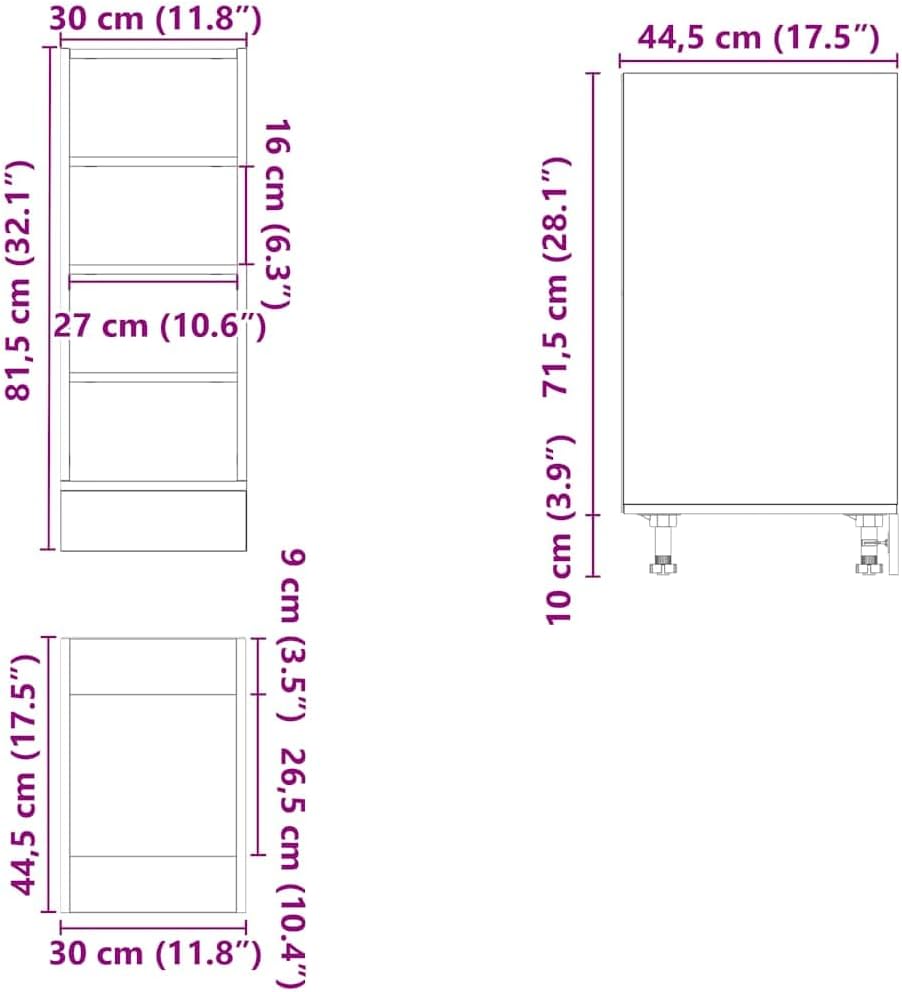 vidaXL Armoire à Micro-Ondes Placard Armoire de Rangement Meubles de Cuisine avec 4 Etagères Intérieur Maison Gris Béton 60x57x207 cm Aggloméré