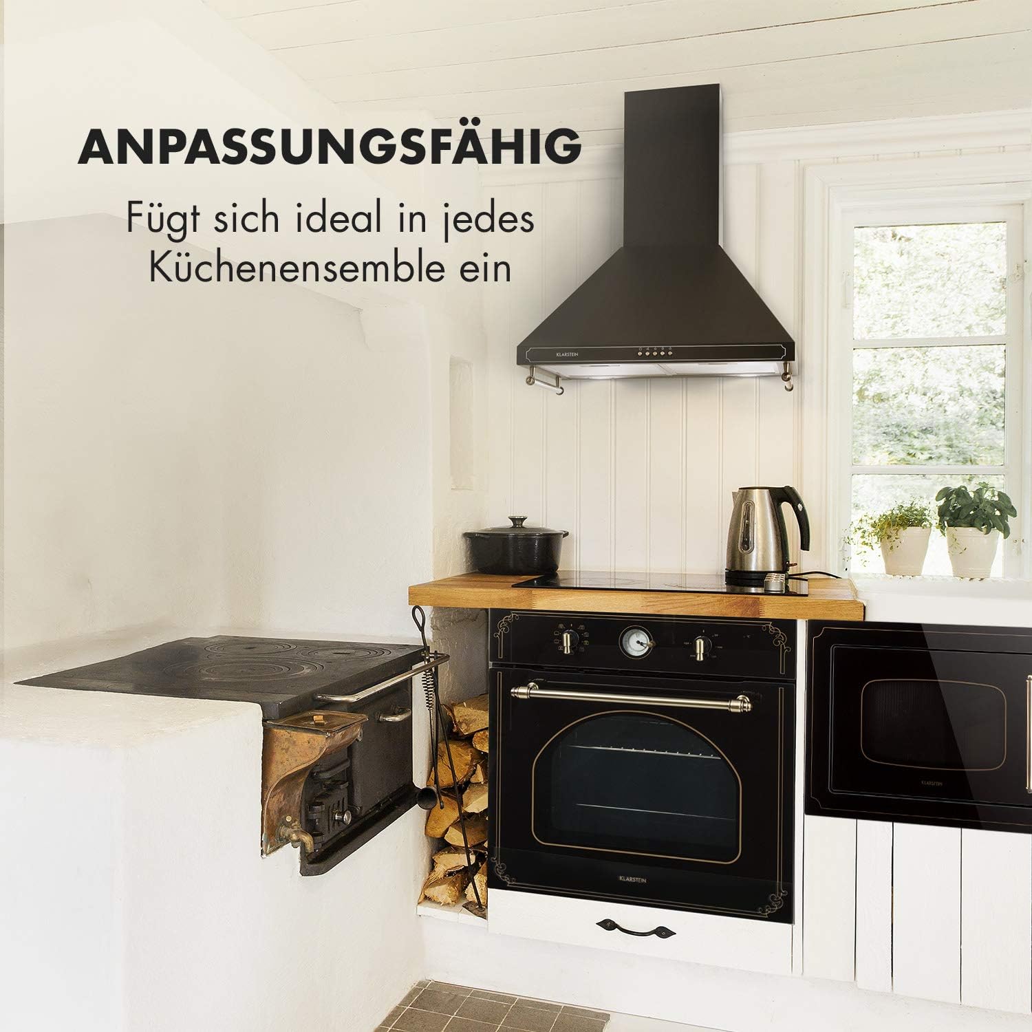 Klarstein Victoria 20 - micro-ondes encastrable, design rétro, 20L, micro-ondes 800W / puissance de gril 1000W, 3 fonctions grill/micro-ondes, acier inoxydable, cadre de montage, ivoire