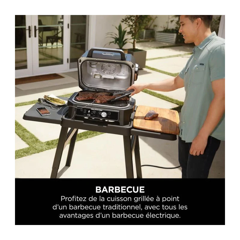 Barbecue électrique Avec Fumoir Et Thermosonde - Ninja - Woodfire Pro Connect Xl - Og901eu - Granulés Woodfire Ninja