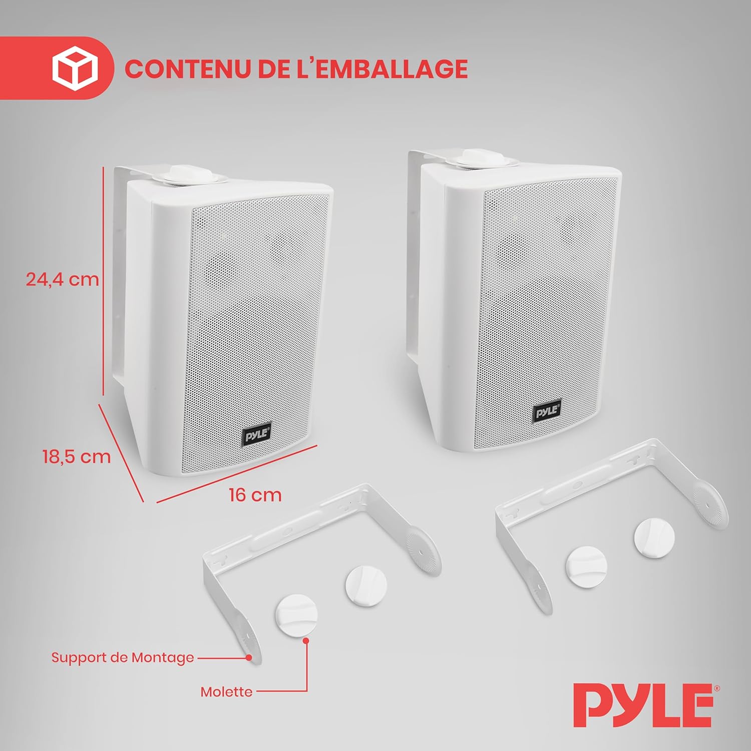 Pyle Enceinte d’Extérieur Bluetooth, Enceinte Mural étanche 240 W, Paire de Haut Parleur Imperméables, Active + Passive,Résistant à l'eau, Son Stéréo, Utilisation dans la Piscine, Patio, l'Intérieur