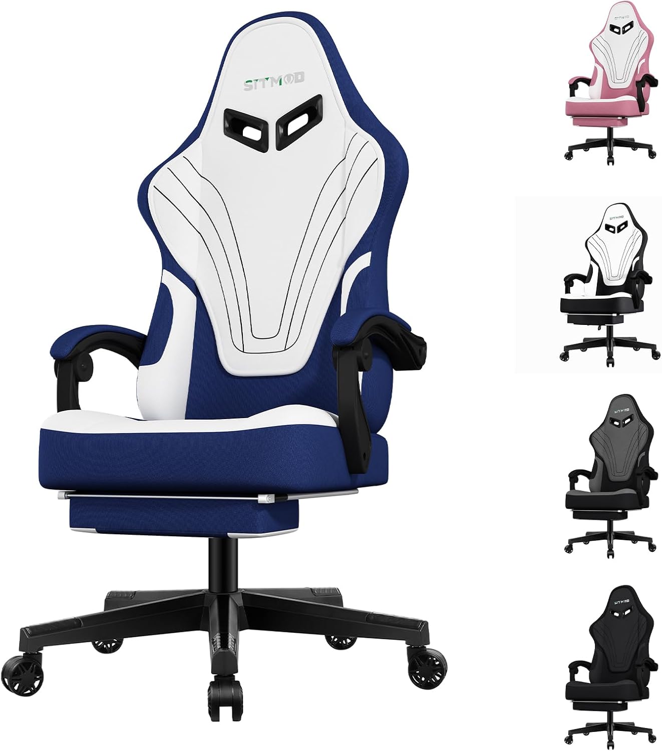 Ulody Chaise Gaming Ergonomique, Fauteuil de Bureau Pivotant, Dossier Haut, Siege Gamer avec Appui-tête et Soutien Lombaire Ajustables, Chaise de Jeu avec Repose-Pieds(Gris)