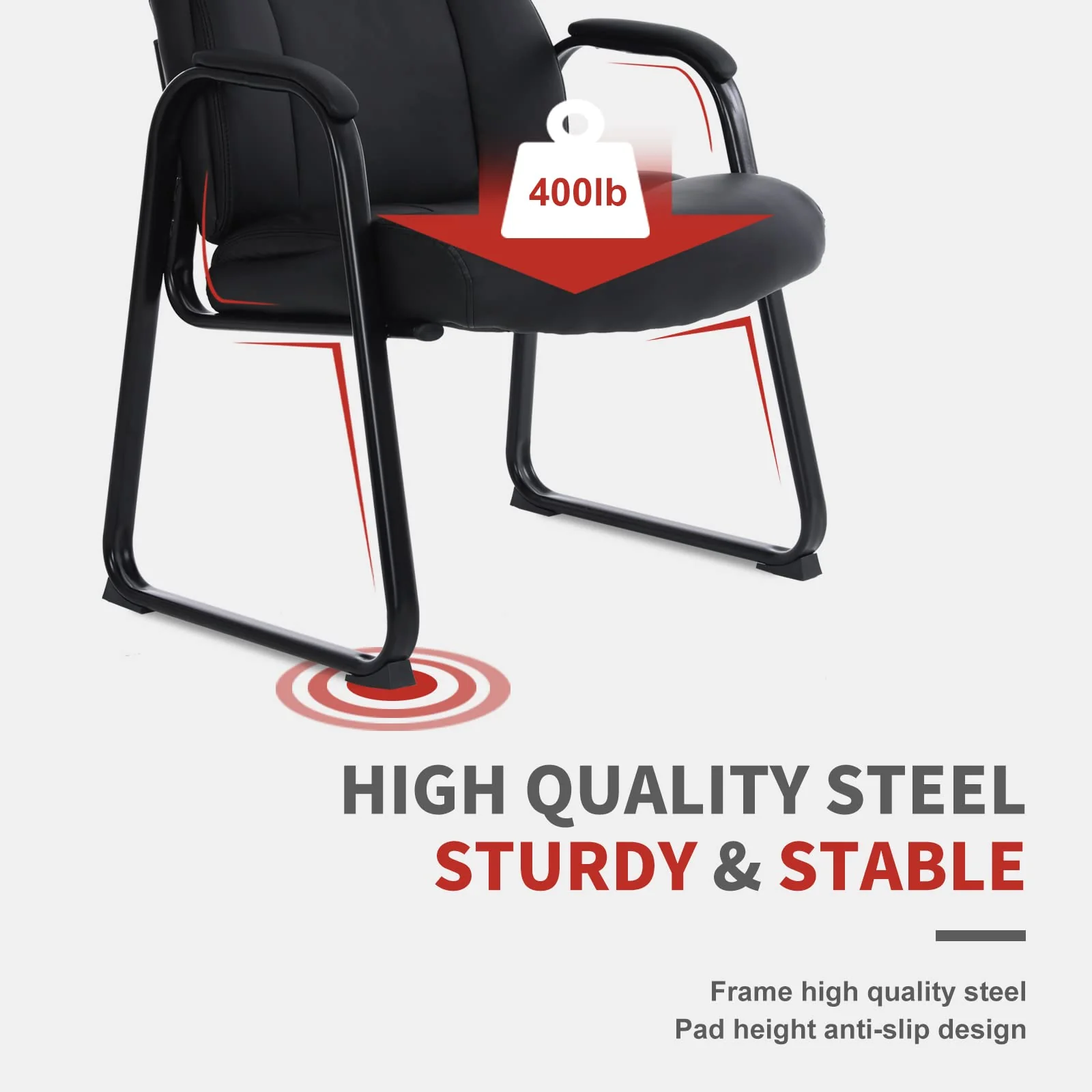 CLATINA Big & Tall 400 lb Guest Chair, Leather Reception Chairs