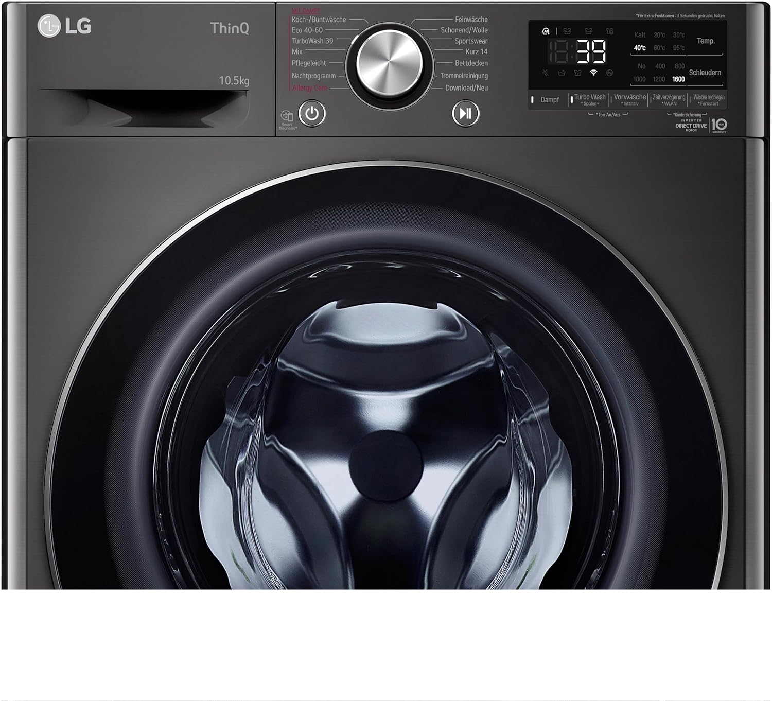LG F4WV7080, Klasse A, Frontlader-Waschmaschine 8 kg, 1400 U/Min, AI Direct Drive, Wi-Fi, Tiefenreinigung mit Dampf, Groe Kapazitt, TRIPLE A, Auentür aus Sicherheitsglas, 62 x 60 x 85 cm  Wei