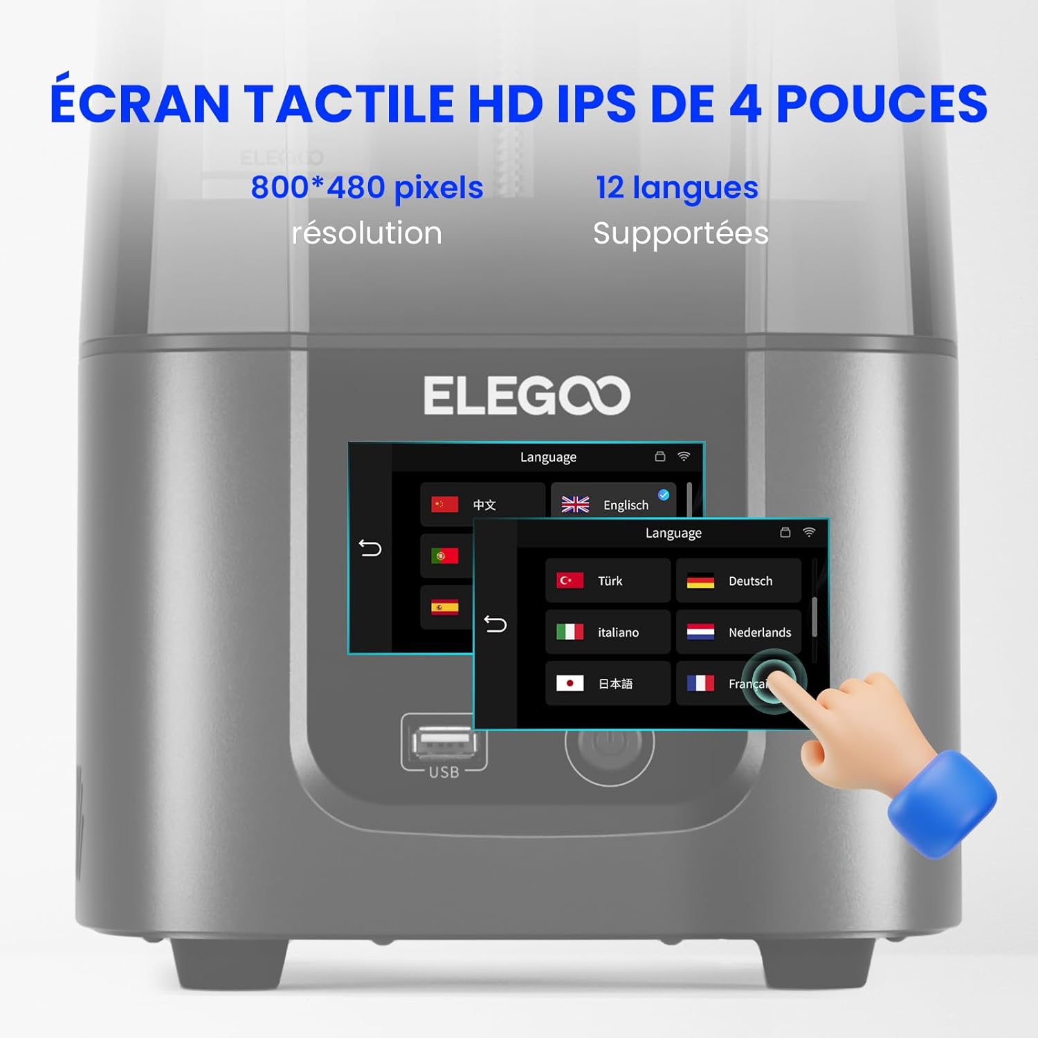 ELEGOO Mars 5 Ultra Imprimante 3D Résine 9K, Impression à Haute Vitesse 150mm/h, Nivellement Automatique, Détection Intelligente, Transfert Wi-Fi, Taille d'Impression 153.36 x 77.76 x 165 mm³
