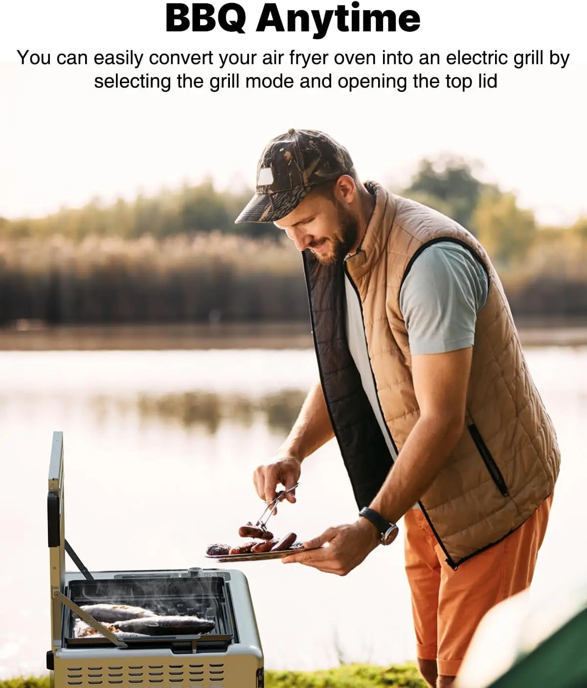 JOYAMI Air Fry Countertop Oven, 18QT Convection Oven and Indoor Grill Combo with See-Through Window for Air Fry, Bake, Dehydrate, Toast, 6 Nonstick Accessories, 1600W