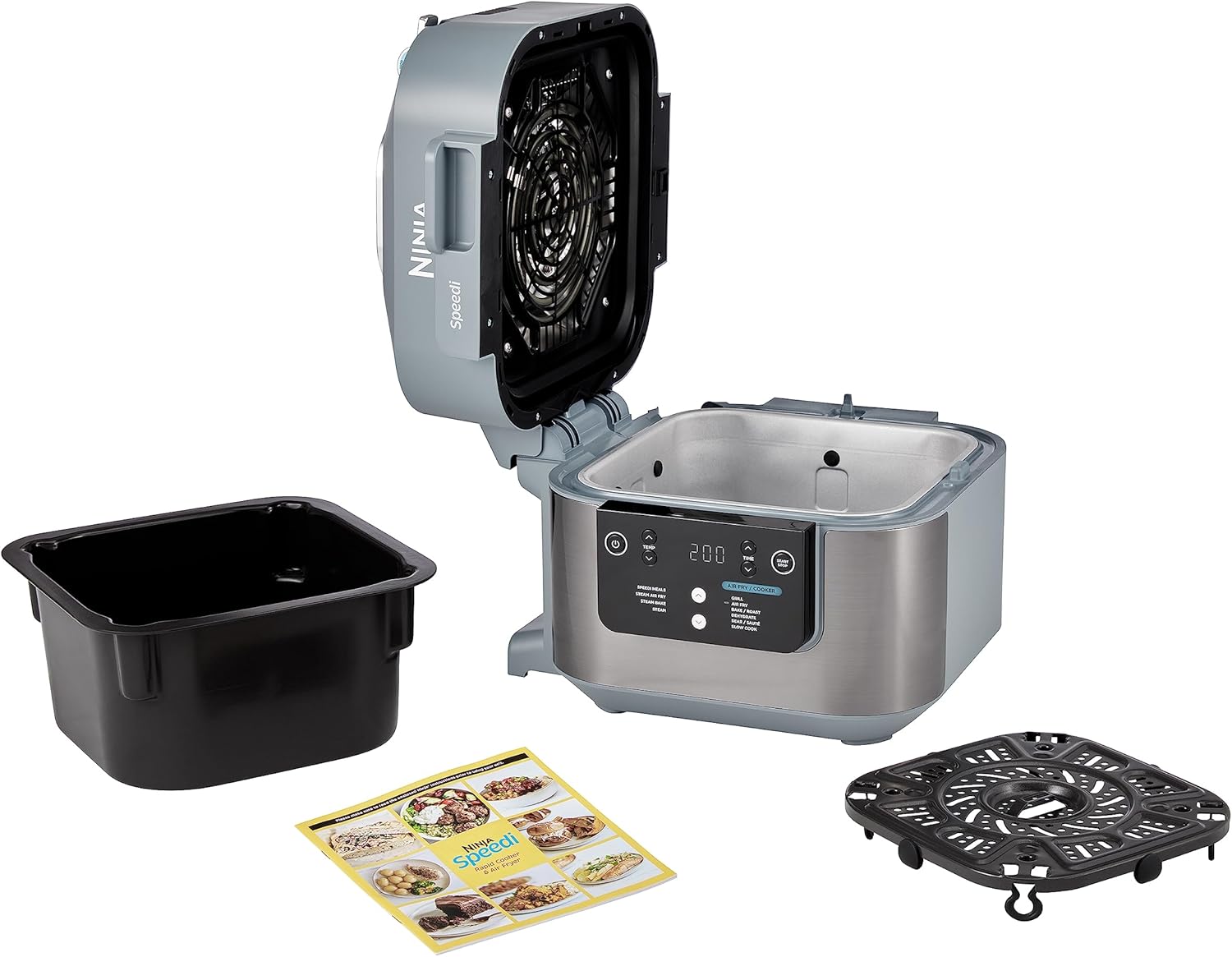 Ninja Combi 12-en-1 Multicuiseur, Four, Autocuiseur et Friteuse sans huile, 12 Fonctions de Cuisson, Repas de Taille Familiale en 15 Minutes, avec Plateau de Cuisson, Guide de Recettes, Gris, SFP700EU