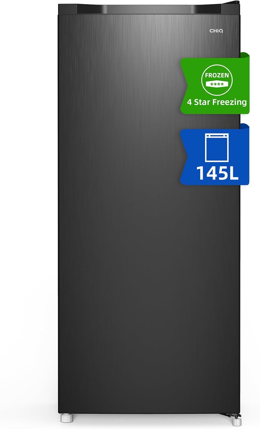 CHiQ Congélateur armoire avec une capacité de 145L, Congélation rapide, Thermostat réglable, Silencieux, Porte réversible, Noir, Classe énergétique E FSD160D4E