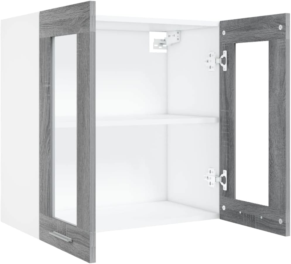 vidaXL Armoire à Micro-Ondes Placard Armoire de Rangement Meubles de Cuisine avec 4 Etagères Intérieur Maison Gris Béton 60x57x207 cm Aggloméré