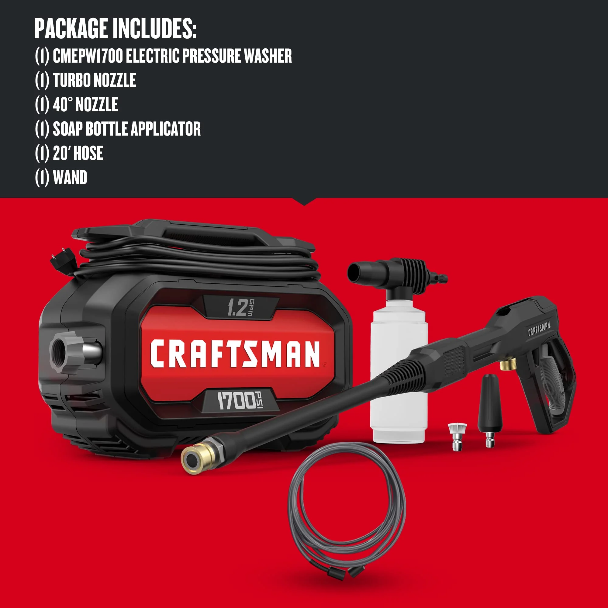 Craftsman Electric Pressure Washer, 1700-PSI, 1.2-GPM