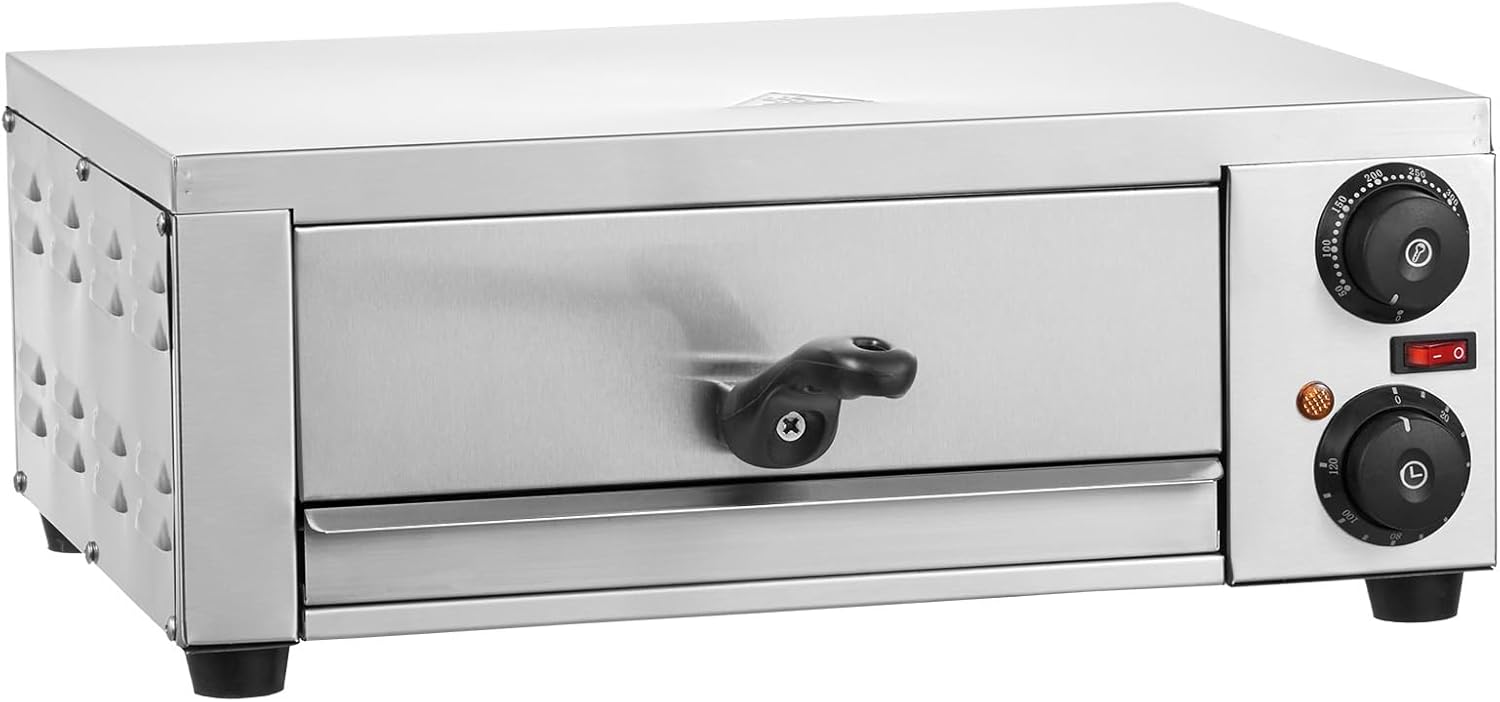 VEVOR Four à Pizza Commercial Capacité 16 po, Four Électrique de Comptoir Double Couche, en Acier Inoxydable, avec Pierre et Poignée, Machine à Pizza d'Intérieur Polyvalente pour Restaurant Maison
