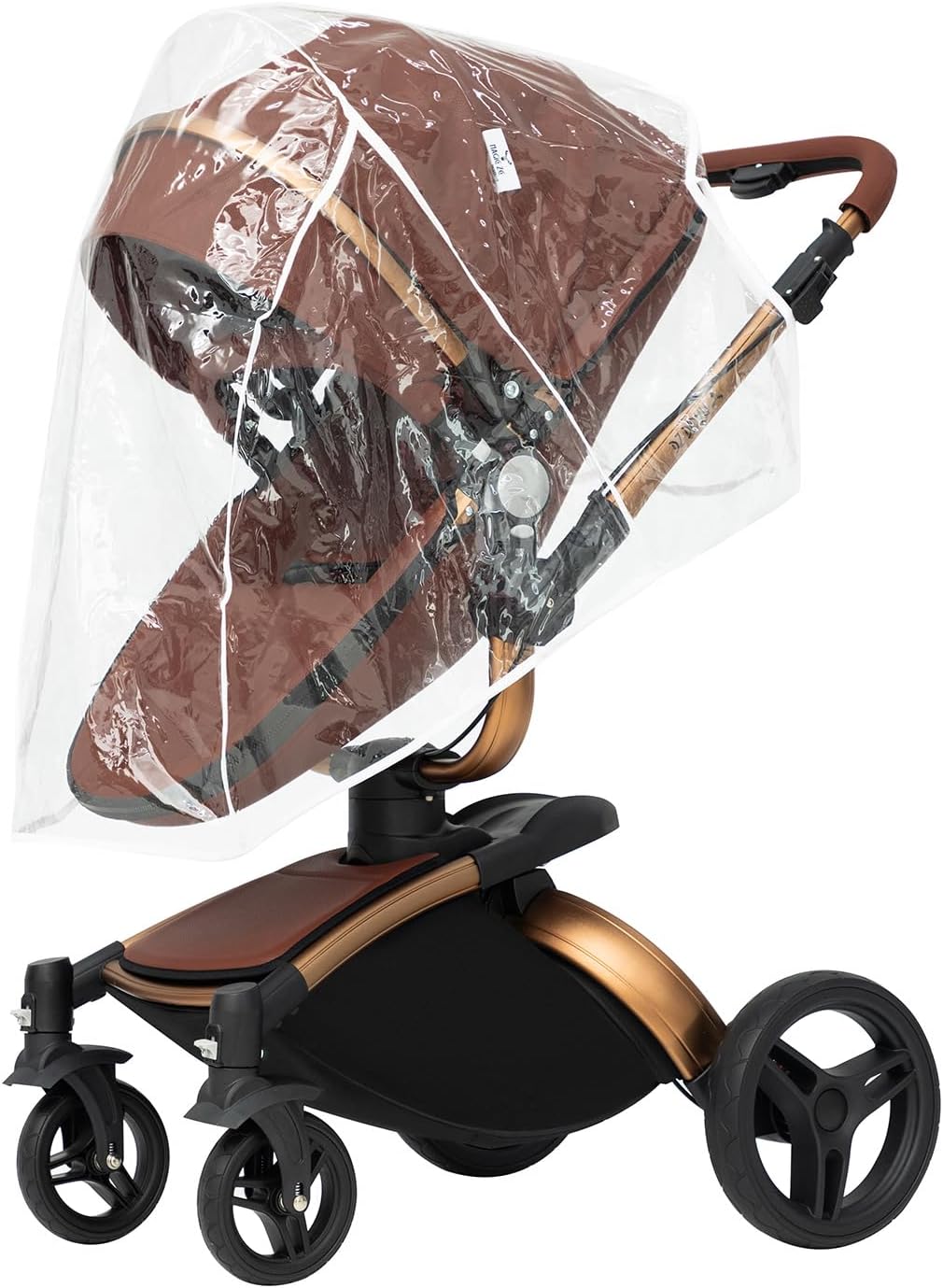 Magic ZC Poussette 3 en 1, Poussette Bebe avec Conception Portable Pliable en Un Clic, Pousette 3 en 1 avec Poussée Réversible Bidirectionnelle, Poussette Trio avec Accessoires (black gold 588)