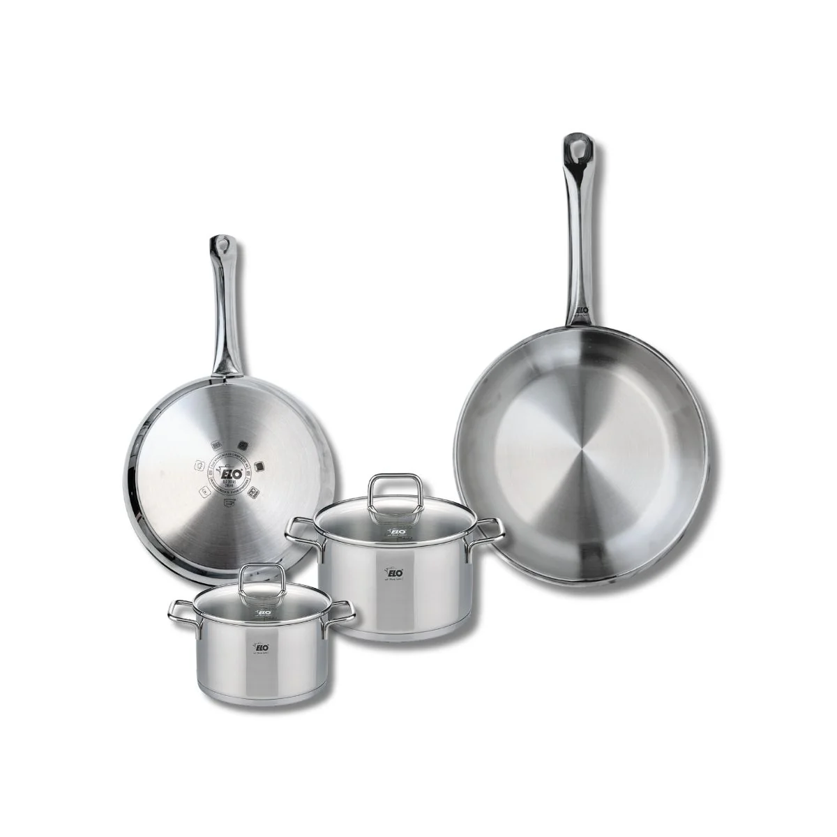 Set de 2 Poêles de cuisson 24 et 28 cm et 2 faitouts 14 et 16 cm Elo Profi Citrin Elo