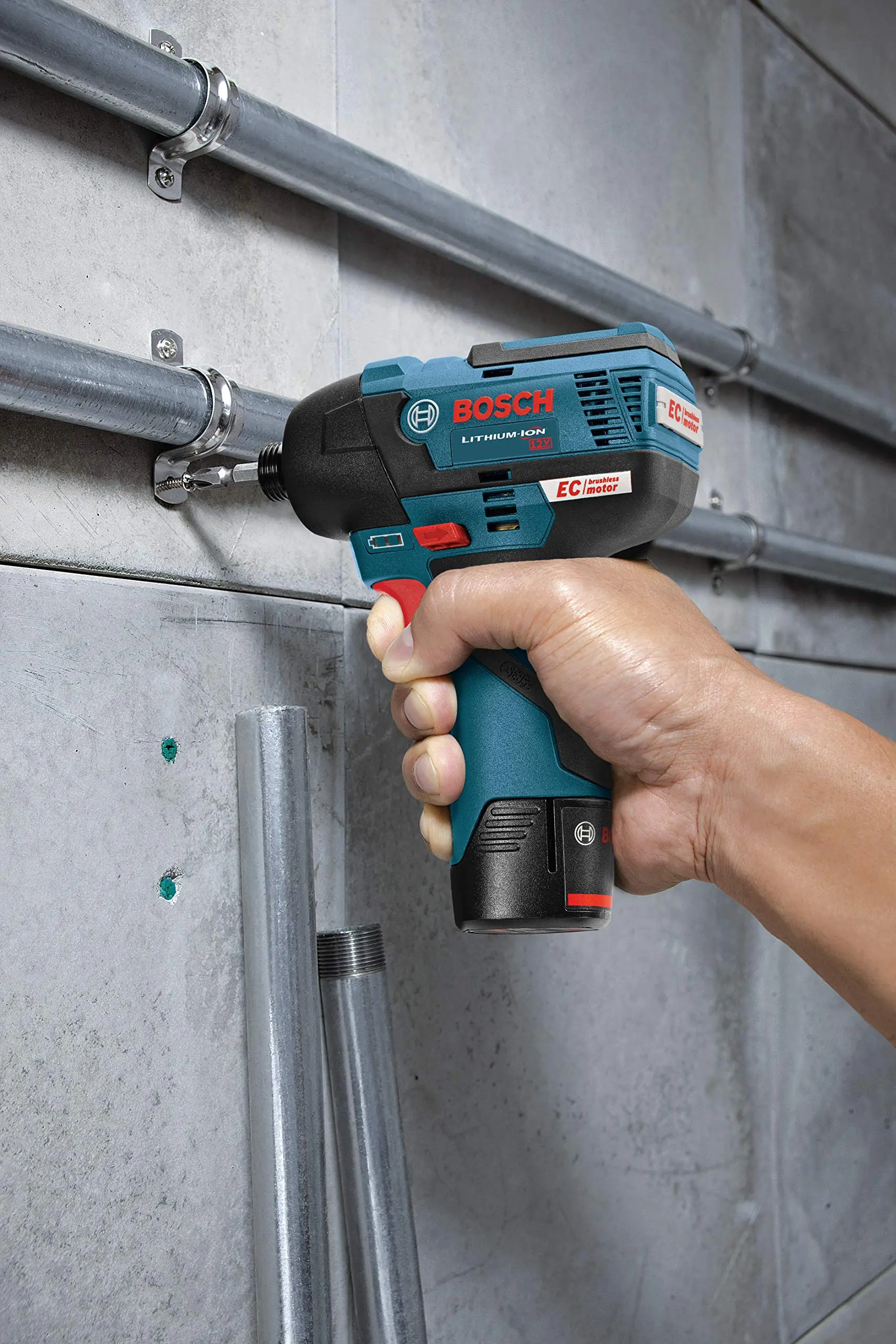 BOSCH CLPK22-120 12V Max Cordless 2-Tool 3/8 in. Drill/Driver and 1/4 in. Impact Driver Combo Kit with 2 Batteries, Charger and Case,Blue