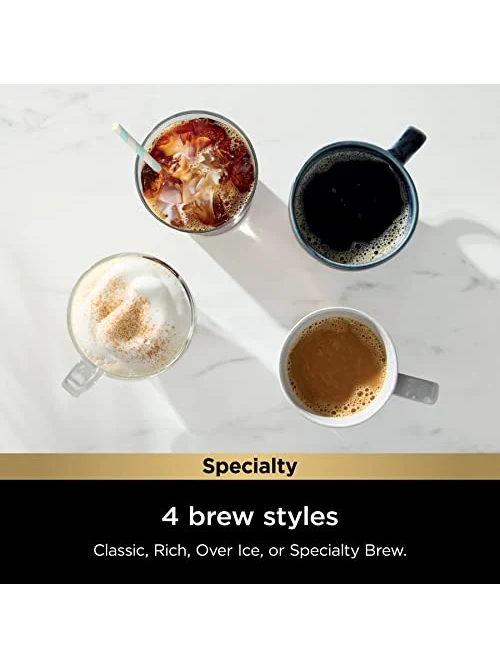 Ninja Pod & Grounds Specialty Single-Serve Coffee Maker, K-Cup Pod Compatible, Brews Grounds, Compact Design, Built-In Milk Frother, 56-oz. Reservoir, 6-oz. Cup to 24-oz. Mug Sizes, Black, PB051