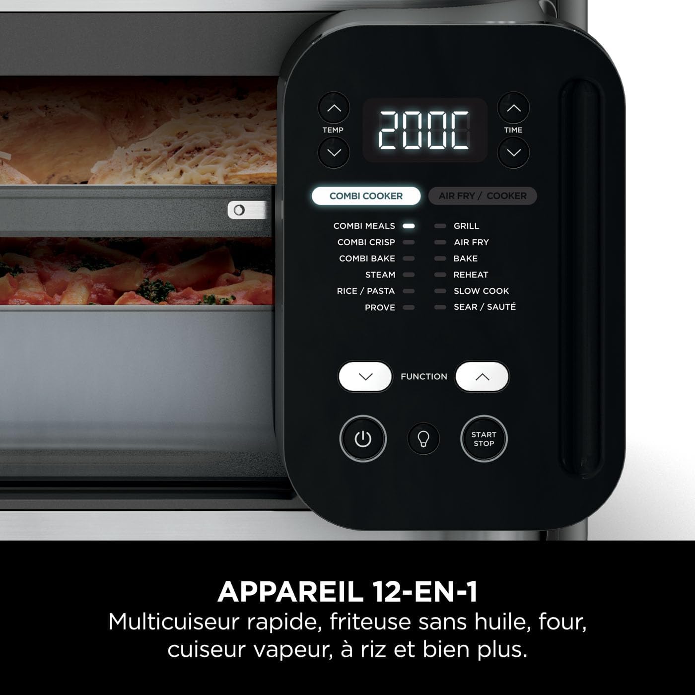 Ninja Combi 12-en-1 Multicuiseur, Four, Autocuiseur et Friteuse sans huile, 12 Fonctions de Cuisson, Repas de Taille Familiale en 15 Minutes, avec Plateau de Cuisson, Guide de Recettes, Gris, SFP700EU