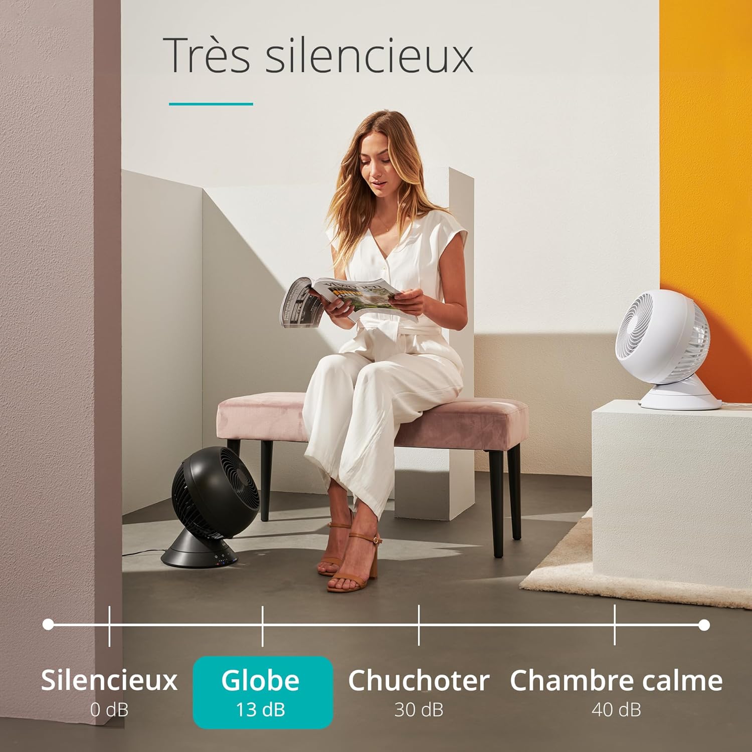 Duux whisper Flex Ultimate Blanc - Ventilateur sur pied - Ventilateur silencieux sur pied avec mode nuit et minuterie - Contrôle télécommande et smartphone - Batterie incluse