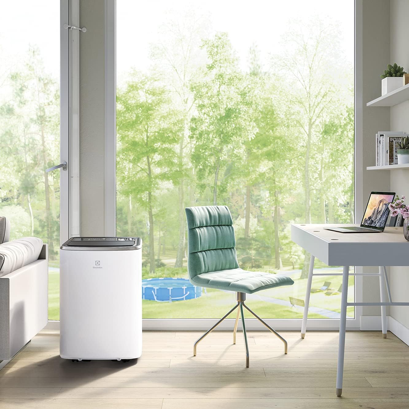 Electrolux Comfort 600 transportable AC BTU 9000, EXP26U338CW, Climatiseur Portable, 2,6 KW, Mode Silencieux, Fonction 3-en-1, WiFi, Affichage LED, Télécommande Intuitive, Blanc