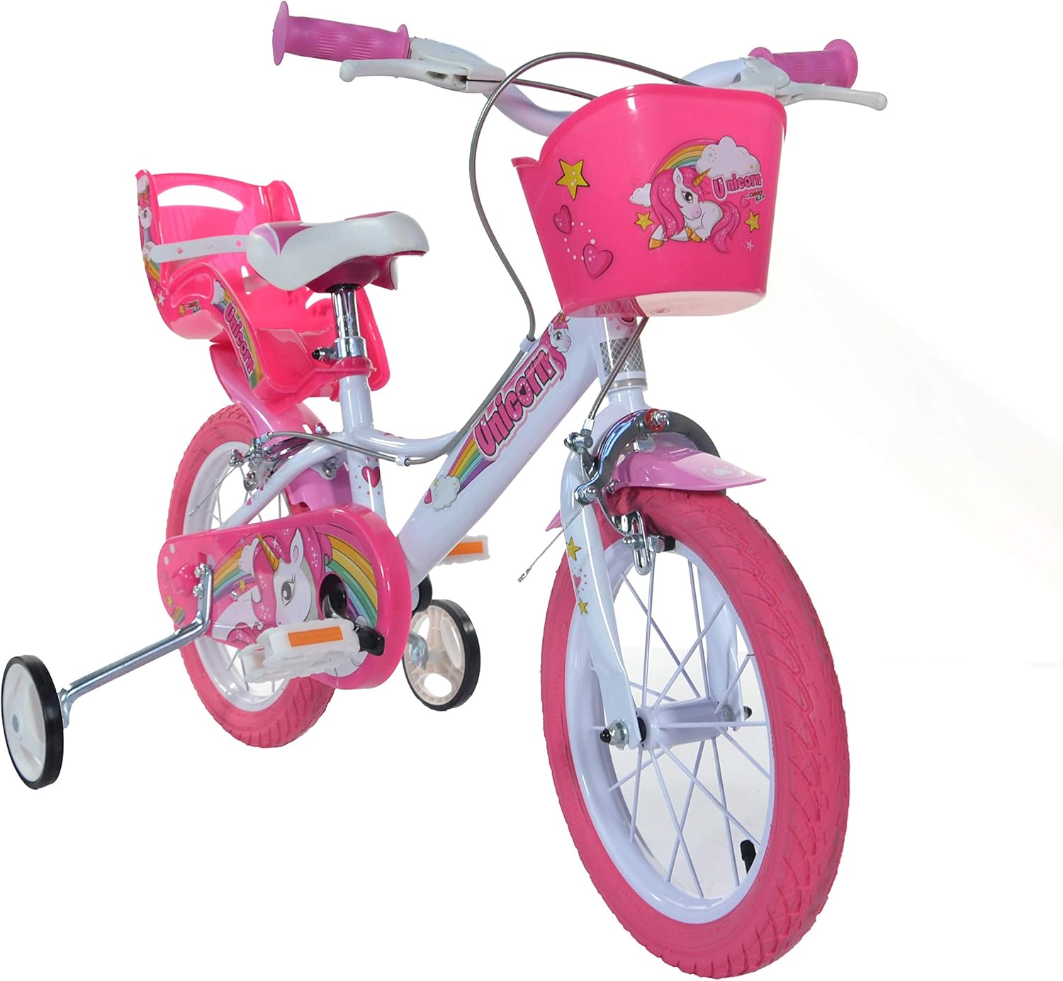 Dino Bikes Unicorn 16 Bicycle Licorne 40,6 Fille, Blanc/Rose, 40,6 cm
