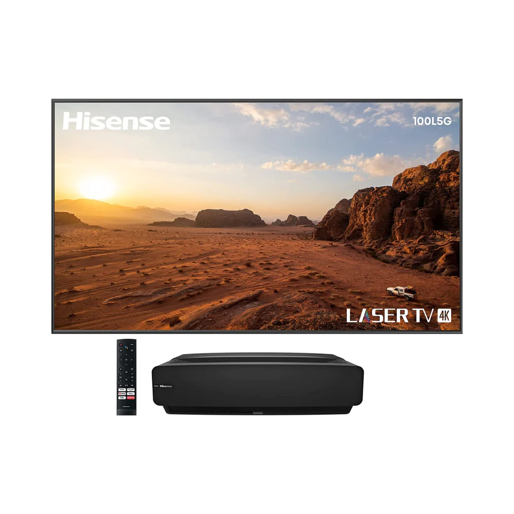 Ensemble de Projecteur et toile Hisense 100 2700 lumens 4K HDR10 Dolby Atmos Android (100L5G)  - Les soldes du printemps -