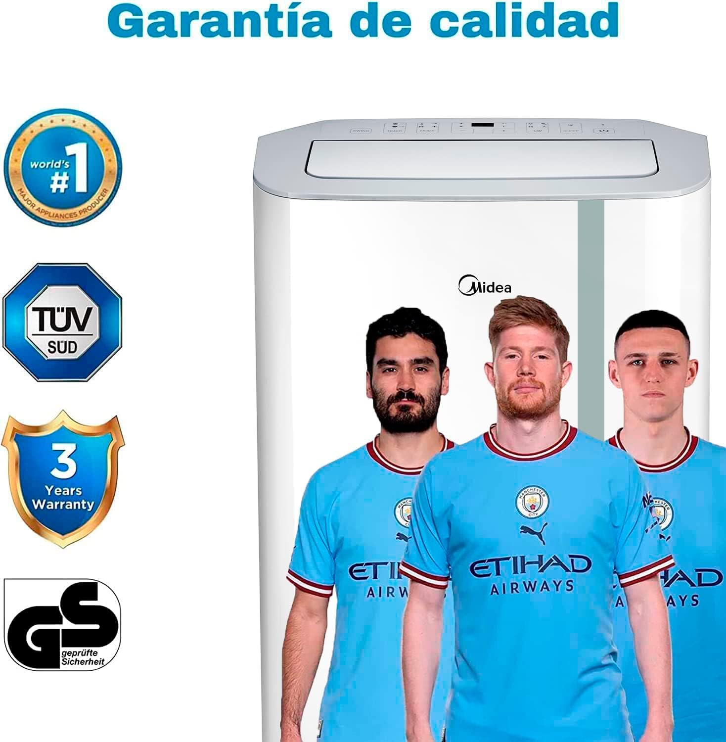 MIDEA Climatiseur Mobile Silencieux 12000 BTU avec Évacuation - Climatisation Portable Prêt à Poser 3500W - Clim Réversible Split Mobile - 3 Vitesses avec Kit de Fenêtre et Télécommande