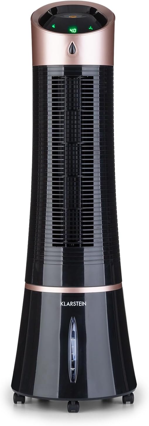 Klarstein Rafraichisseur d'Air Mobile 5 en 1, par Evaporation avec Humidificateur, Ventilateur, Ioniseur, Climatiseur Mobile Sans Évacuation, Mode Nuit, 45W, Débit d'Air de 180m³/h