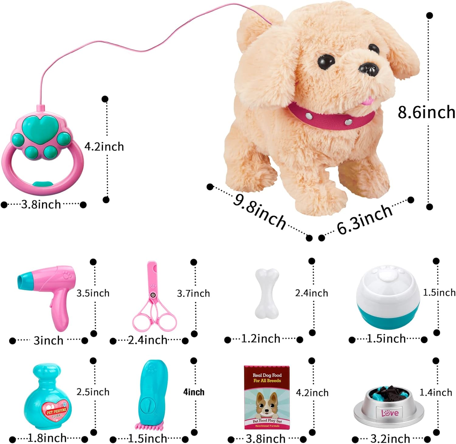 Jouets pour Chiens de Marche, Chiens électroniques interactifs pour Animaux de Compagnie, Marche Parlant aboyant répétant Le Chant Chiot Jouet Cadeaux pour 2 3 4 Ans Filles garons Enfants