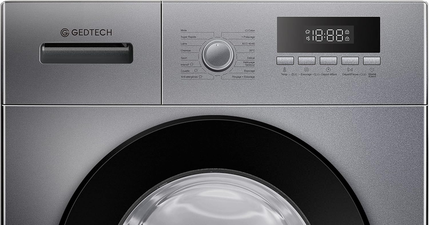 Lave-linge frontal GEDTECH GLL71200WH - 7 Kgs - 1400 tr/mn - 16 programmes - Eco - Intensif - Rapide – Très Faible conso