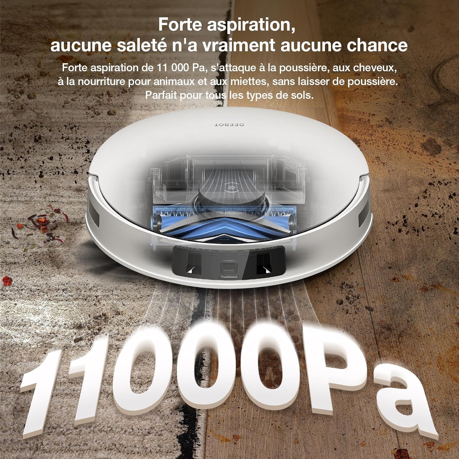 ECOVACS X8 PRO OMNI Robot Aspirateur Laveur avec Station Tout-En-Un, Puissance 18000Pa, Nettoyage Automatique Instantané OZMO ROLLER, Nettoyage à l'eau chaude 75℃, Ajout Solution Nettoyage Automatique