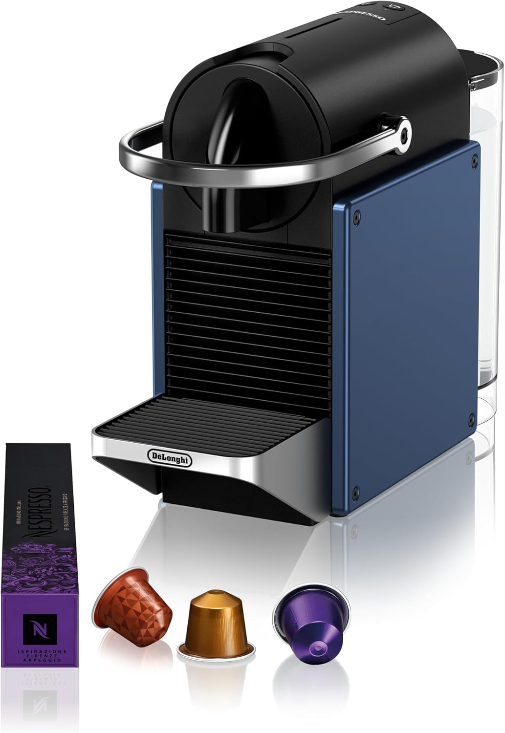 Nespresso Machine à café à capsules DeLonghi EN 124.S Pixie Silver | 1260 W | 0,7 L | Panneaux latéraux à capsules recyclées, métal argenté