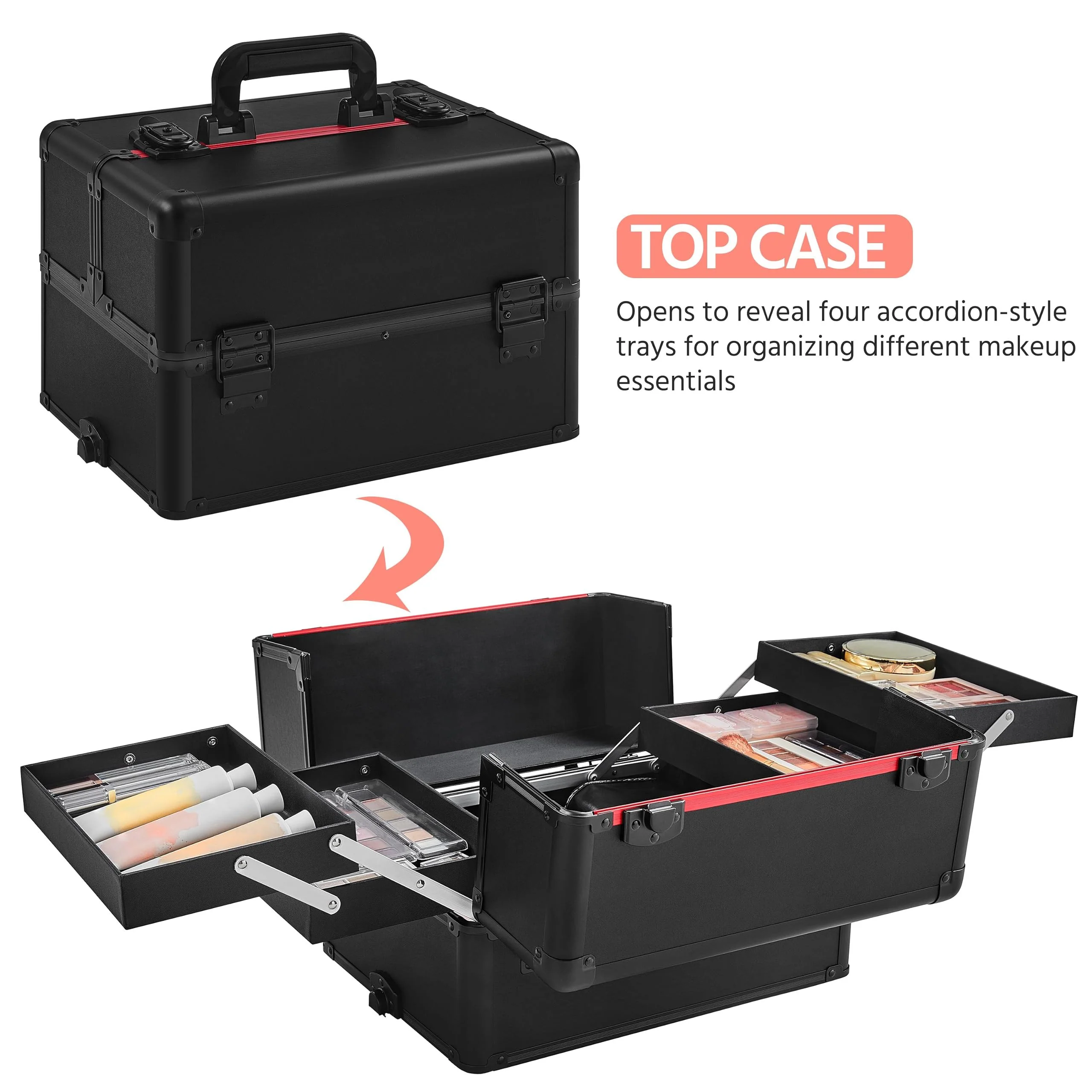 Yaheetech 4 in 1 Professional Makeup Train Case
