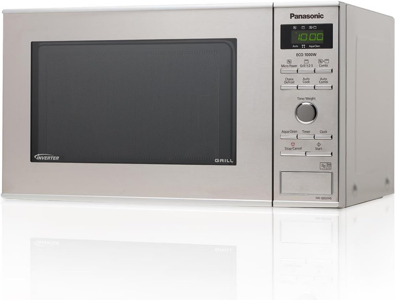 Panasonic Four à micro-ondes NN-GD38HSGTG avec grill (1000 W, cuiseur à vapeur, four à micro-ondes combiné, plaque à pizza, 23 litres) en acier inoxydable noir