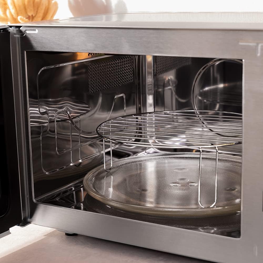 Cecotec Four à micro-ondes ProClean 9110 FullINOX avec grill 1000 W, 30 litres, 5 niveaux de puissance, 8 programmes, minuterie de 60 minutes, revêtement Ready2Clean, design avant miroir