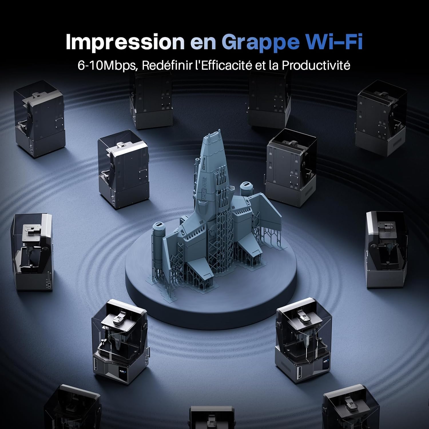 ELEGOO Saturn 4 Ultra Imprimante 3D Résine, LCD Mono 12K de 10 Pouces, Haute Vitesse de 150 mm/h, Nivellement Automatique et Intelligente, Transfert WiFi, Taille d'impression 218,88x122,88x220 mm³