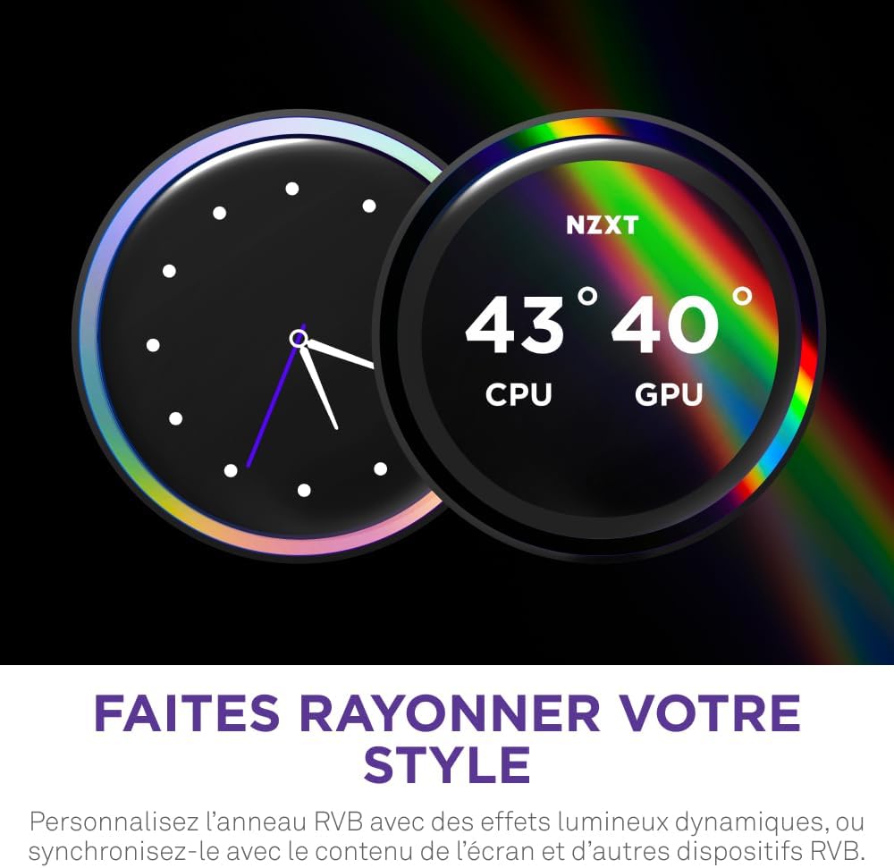 NZXT Kraken Elite 280 RGB - Refroidisseur de liquide CPU AIO - Radiateur 280mm - Ventilateur F280 RGB - IPS LCD 2,72 personnalisable - Turbine Pump - LGA 1700 1200 115X 1851 / AM5 AM4 - Noir