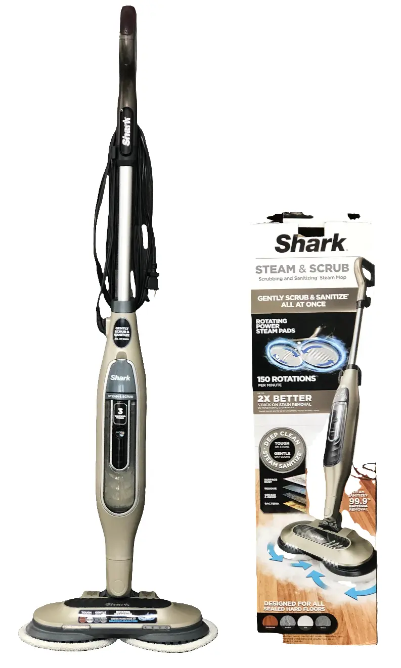 Shark S7001 Mop, Scrub & Sanitize at The Same Time, Designed for Hard Floors, with 4 Dirt Grip Soft Scrub Washable Pads, 3 Steam Modes & LED Headlights, Gold//Original wand not included 100 % Functional with maroon wand