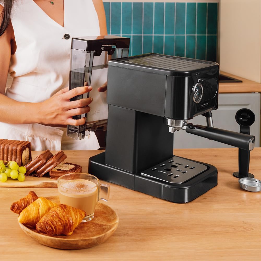 Cecotec Machine à café Express Power Espresso 20 Barista Cream. 2 Thermoblocks, 20Bars, Manomètre, Mode Auto pour 1 et 2 Café(s), Buse vapeur Orientable, Conduit pour Infusions, 2900W.