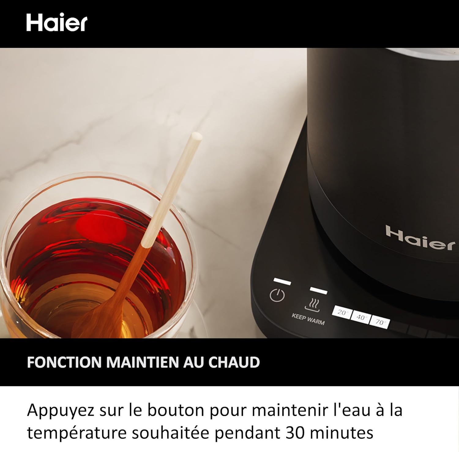 Pack Petit Déjeuner Grille-Pain Toaster+Bouilloire Haier I-Master Série 5, Acier Inoxydable, Fentes Extra Profondes, 7 Niveaux de Brunissage, 7 Réglages de Température Fonction Maintien au Chaud