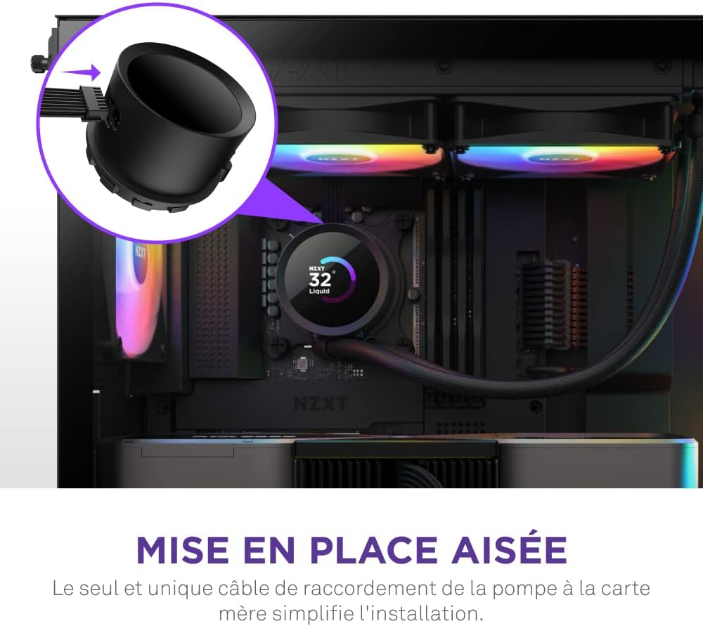 NZXT Kraken Elite 280 RGB - Refroidisseur de liquide CPU AIO - Radiateur 280mm - Ventilateur F280 RGB - IPS LCD 2,72 personnalisable - Turbine Pump - LGA 1700 1200 115X 1851 / AM5 AM4 - Noir