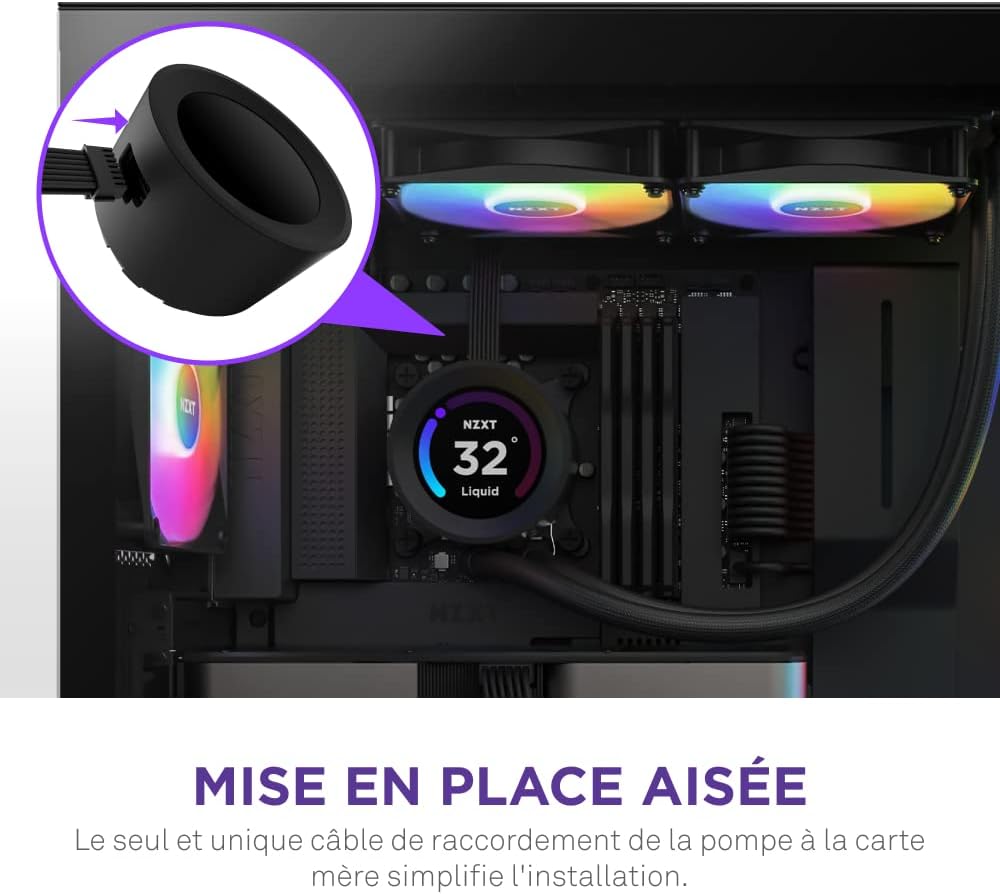 NZXT Kraken Elite 280 RGB - Refroidisseur de liquide CPU AIO - Radiateur 280mm - Ventilateur F280 RGB - IPS LCD 2,72 personnalisable - Turbine Pump - LGA 1700 1200 115X 1851 / AM5 AM4 - Noir