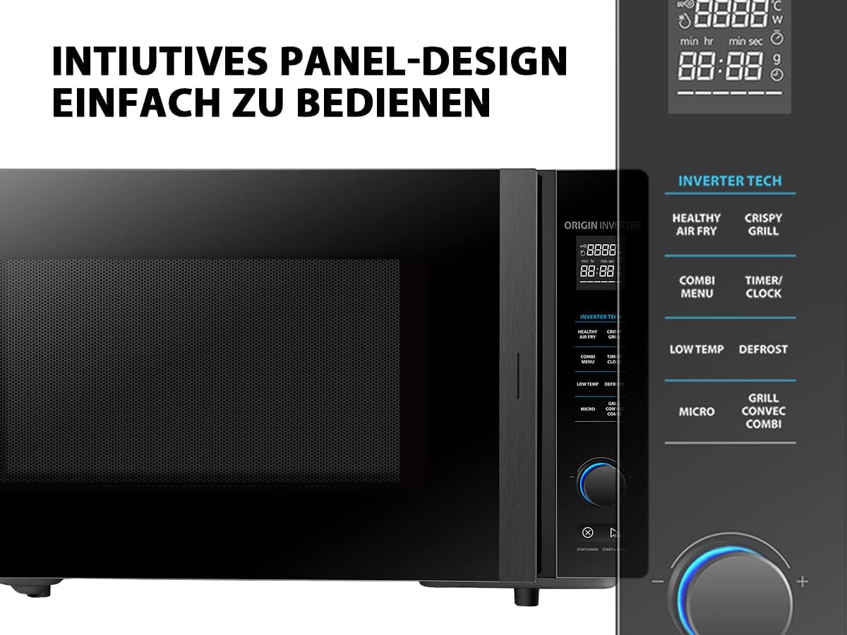 Toshiba Four à micro-ondes 4-en-1 25L MV-TC25T(BK), Technologie Origin Inverter, Micro-ondes avec friteuse à air chaud & Air chaud & Grill & Fonction Combi, 2100 W, Noir